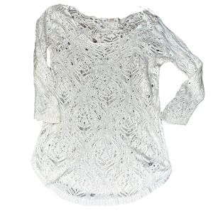 HAILEY LYN CREAM OPEN KNITNLONG SLEEVE SWEATER